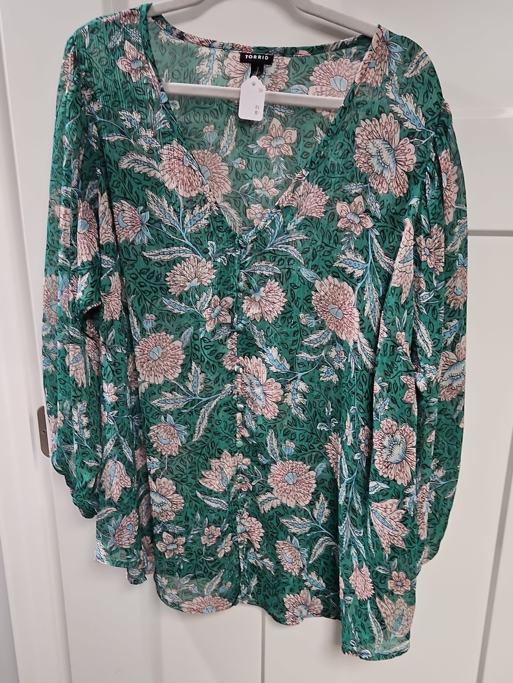 torrid Emerald Green Floral V-Neck Blouse